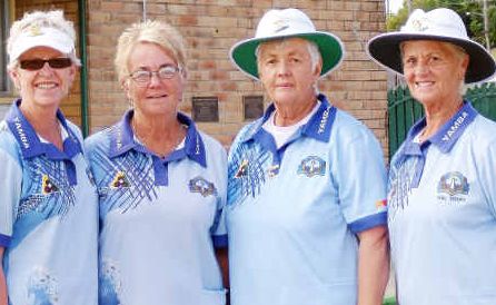 Awesome foursome: Winners of the Group Fours: Maxine Holland, Sandra Ferro, Lyn Olsson, Val Terry. Maxine is also the Group Singles Champion. Awesome foursome: Winners of the Group Fours: Maxine Holland, Sandra Ferro, Lyn Olsson, Val Terry. Maxine is also the Group Singles Champion.